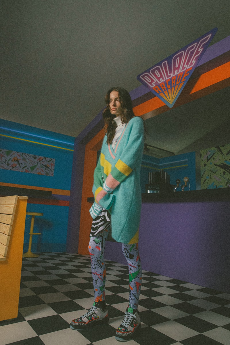 Balmain stranger things bright 80s prints jazzercise workout garments netflix tights knit hoodies jeans b-court sneakers