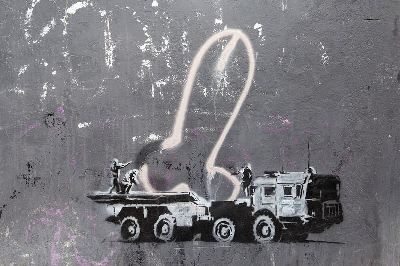 Banksy Confirms Seven New Murals in Ukraine kyiv Borodyanka irpin vladimir judo world taekwondo black belt putin gymnast ballerina rusian military vehicle