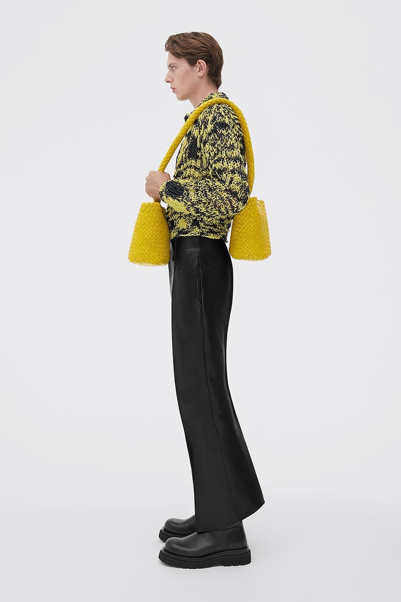 Bottega Veneta Double Kalimero $10,500 USD Bitter Chocolate Pollen Yellow Runway Spring 2023 Bags
