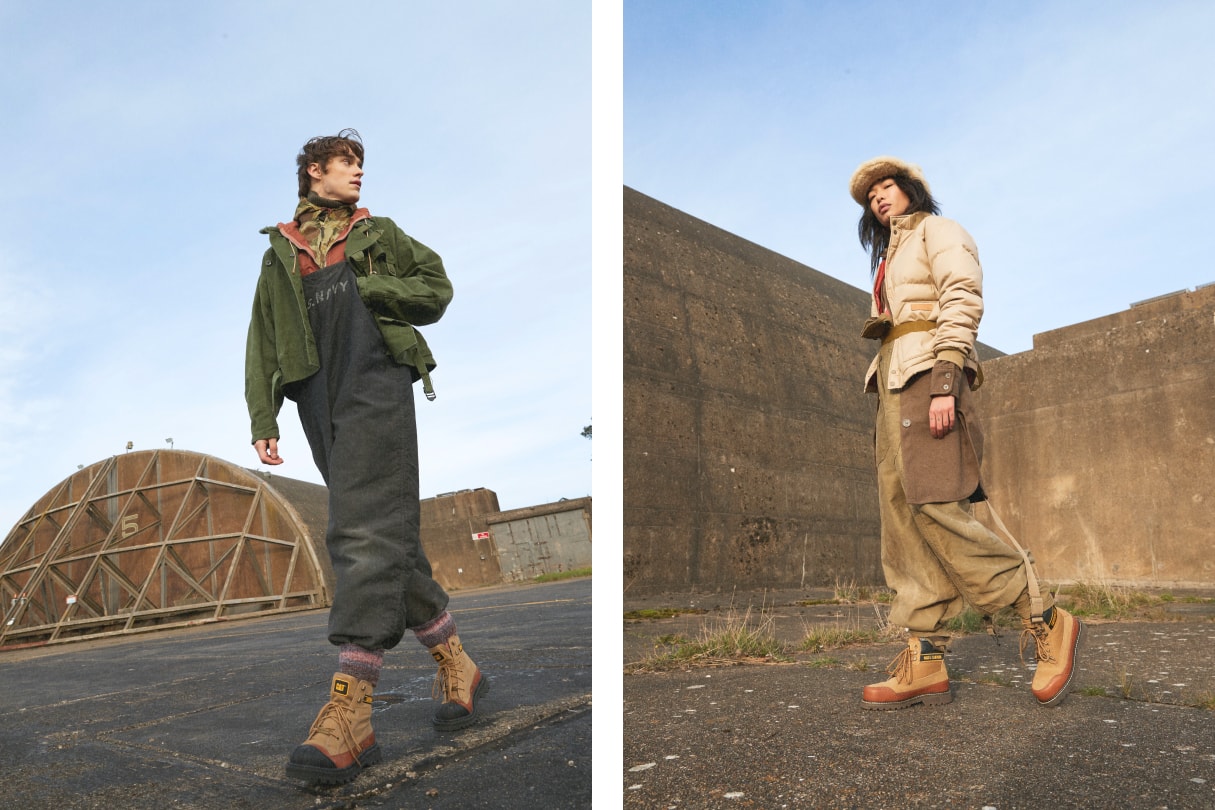CAT Footwear x Nigel Cabourn Utah Omaha Boots Collab green black military army navy workwear footwear utilitarian camo vintage