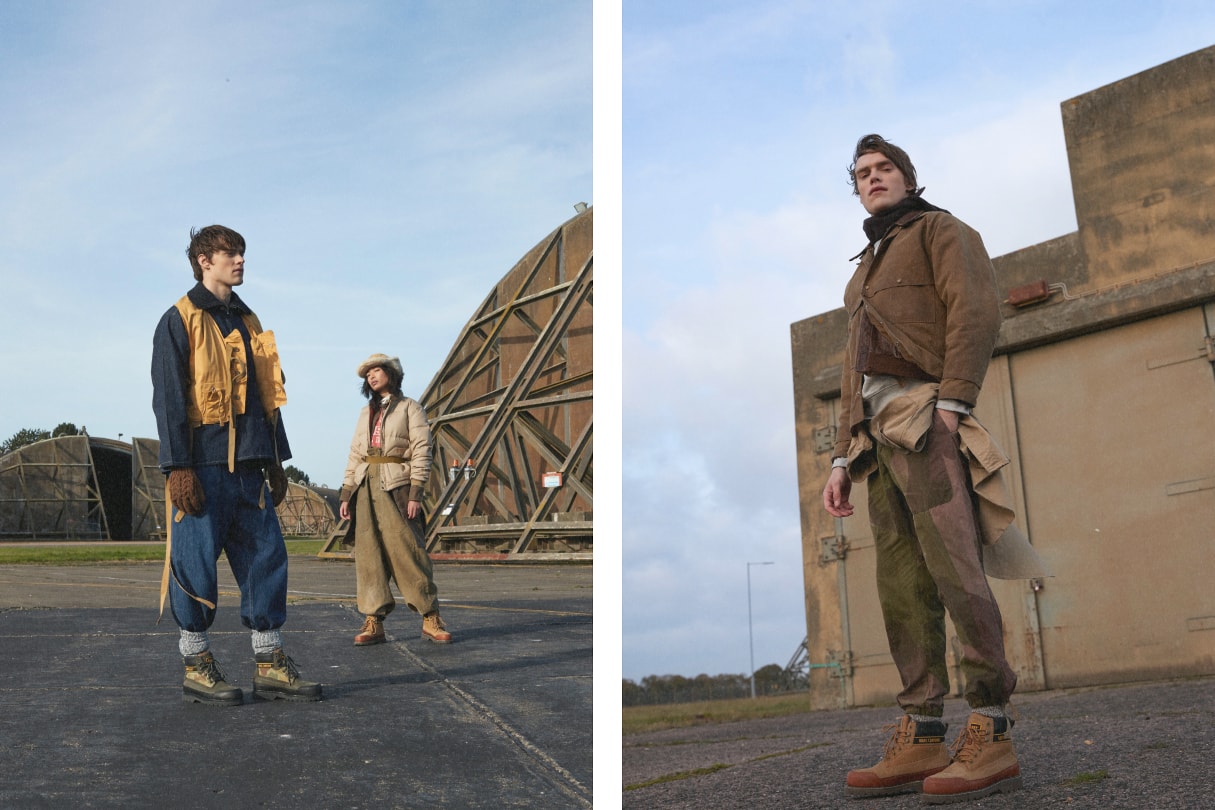 CAT Footwear x Nigel Cabourn Utah Omaha Boots Collab green black military army navy workwear footwear utilitarian camo vintage