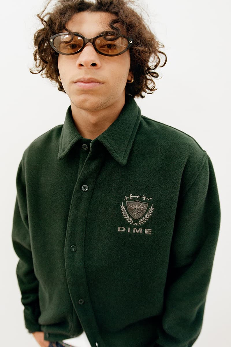 Cozy and Comfortable Inform Dime's Holiday '22 Collection lookbook skate brand shirts sweaters wavy winter jackets fleece montreal hbx candle wallet cardholder