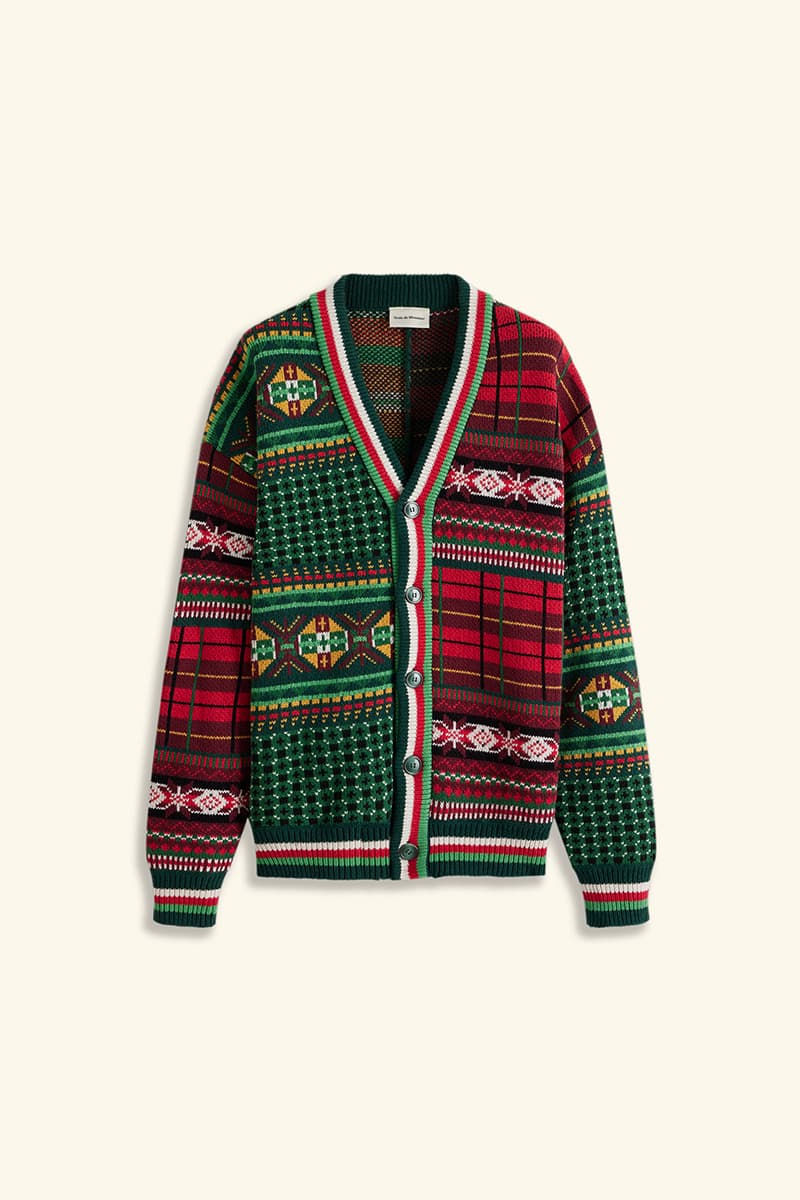 Drôle de Monsieur Drops Festive Holiday Collection Release Info christmas cardigans plaid red green sweaters chic comfy winter pieces heritage holiday cheer 