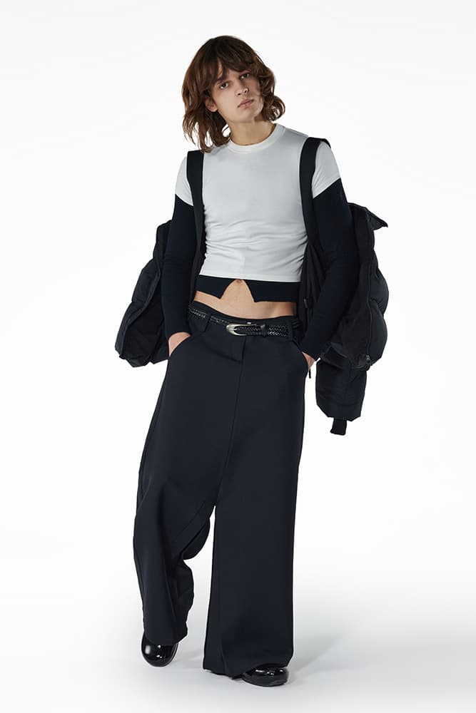 fax copy express* shell clog fw 2022 collection eva rubber futuristic cocoon knit sweater cardigan dirty wash denim relaxed-cut trouser wardrobe essentials