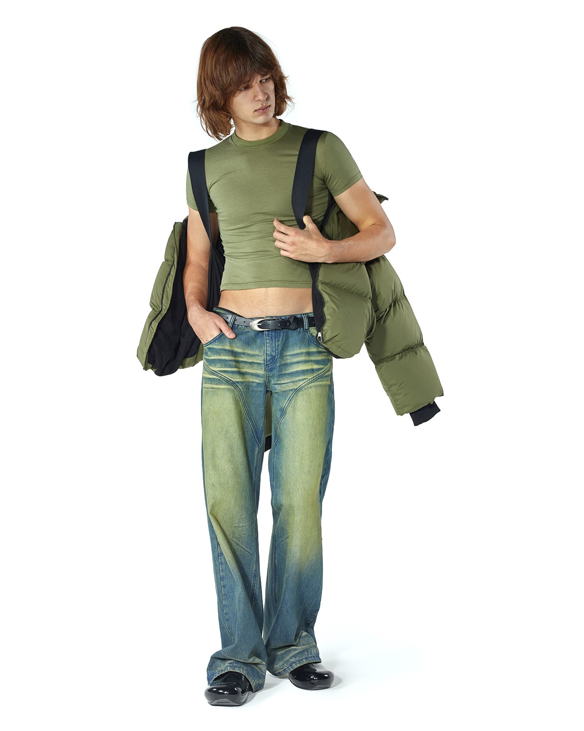 fax copy express* shell clog fw 2022 collection eva rubber futuristic cocoon knit sweater cardigan dirty wash denim relaxed-cut trouser wardrobe essentials