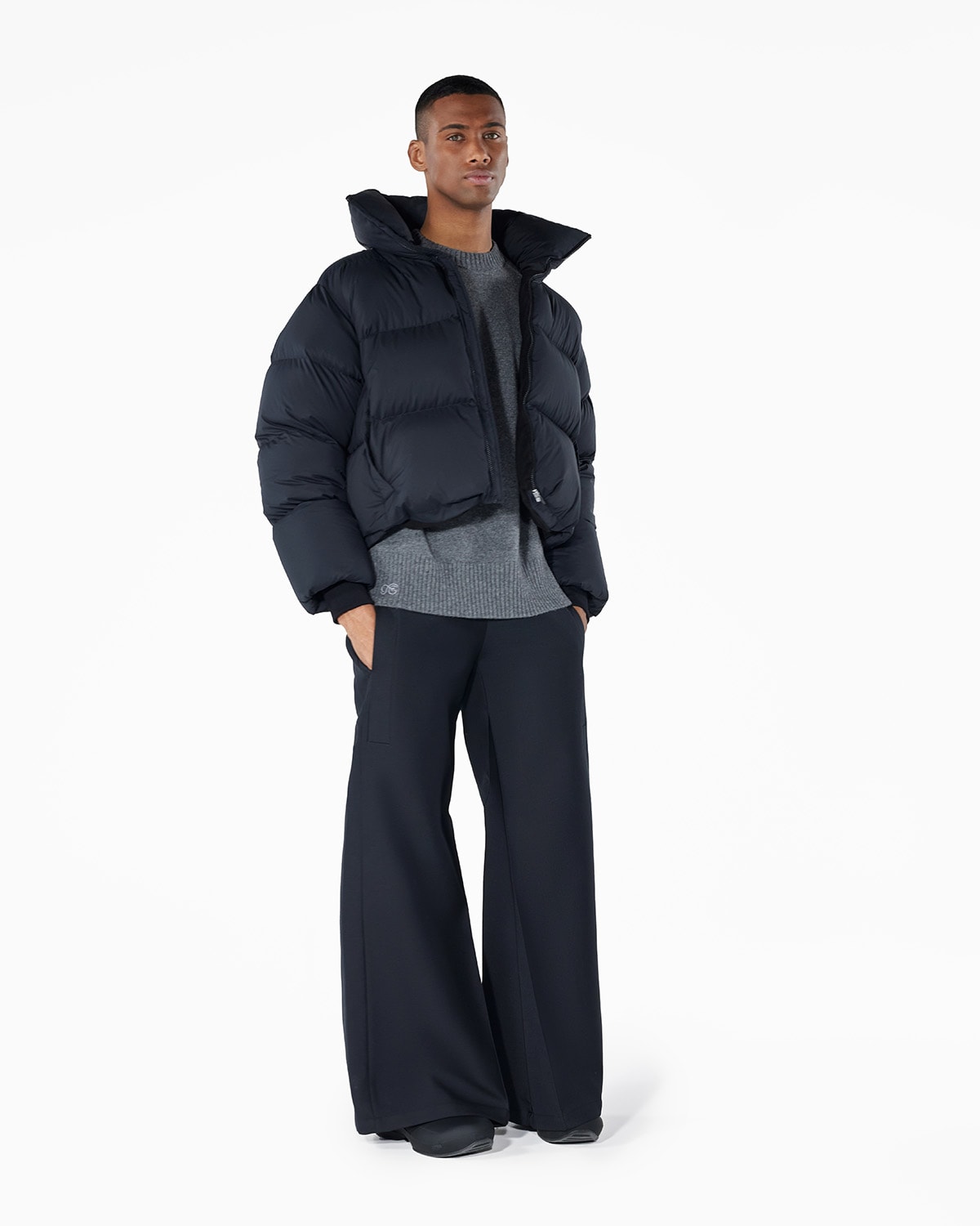 fax copy express* shell clog fw 2022 collection eva rubber futuristic cocoon knit sweater cardigan dirty wash denim relaxed-cut trouser wardrobe essentials