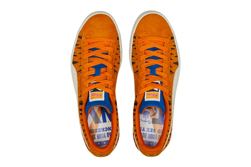 PUMA Suede ROMA frosted flakes Tony the tiger stripes orange blue Kelloggs black 388060 01 388018 01 release info date price