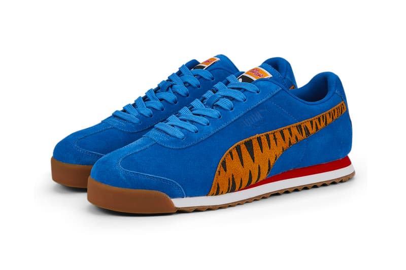 PUMA Suede ROMA frosted flakes Tony the tiger stripes orange blue Kelloggs black 388060 01 388018 01 release info date price