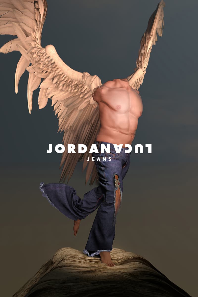 JORDANLUCA Fall Winter 2022 Jeans Campaign FW22 David Pieta Winged Victory Michelangelo Statue 3D Artwork Denim UK 