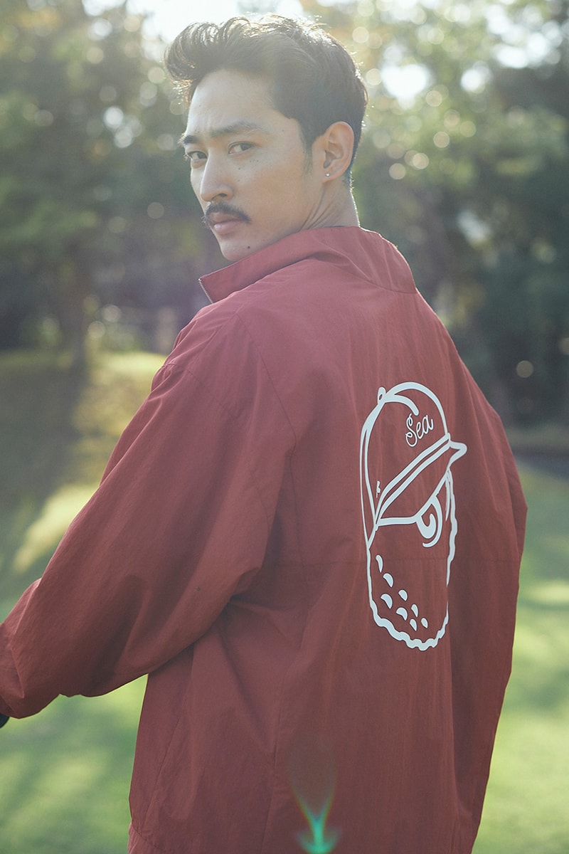malbon golf wind and sea collaboration collection lookbook polo shirt jacket hat black blue green red