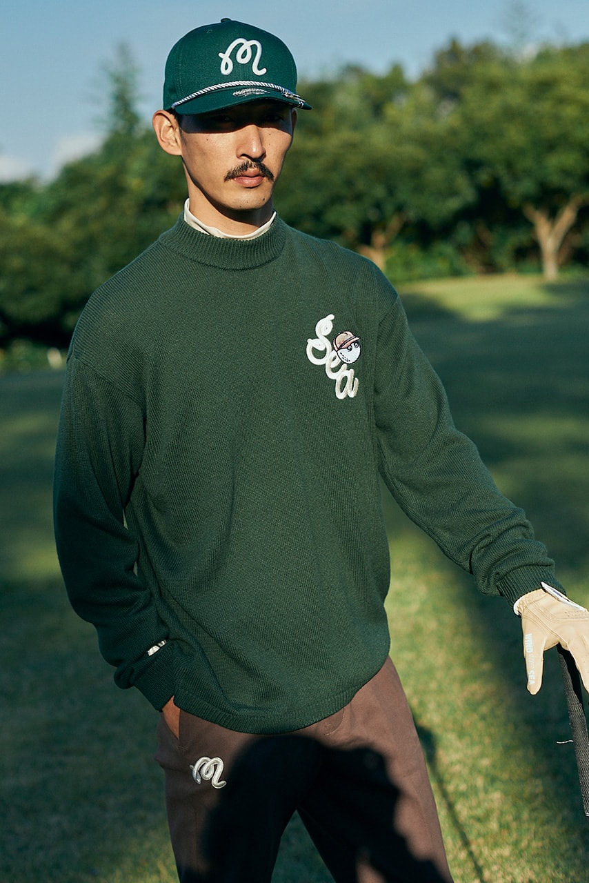 malbon golf wind and sea collaboration collection lookbook polo shirt jacket hat black blue green red