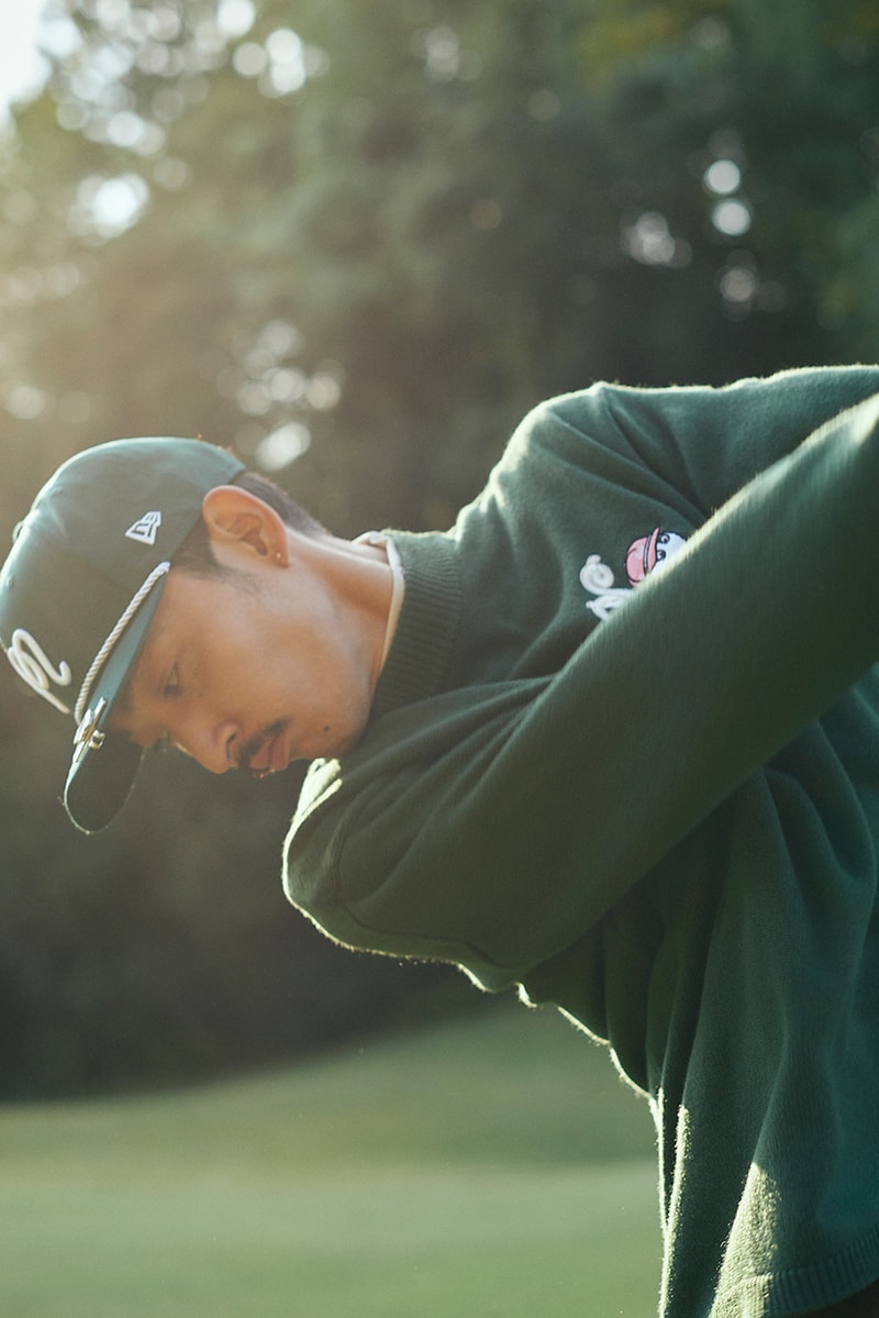 malbon golf wind and sea collaboration collection lookbook polo shirt jacket hat black blue green red