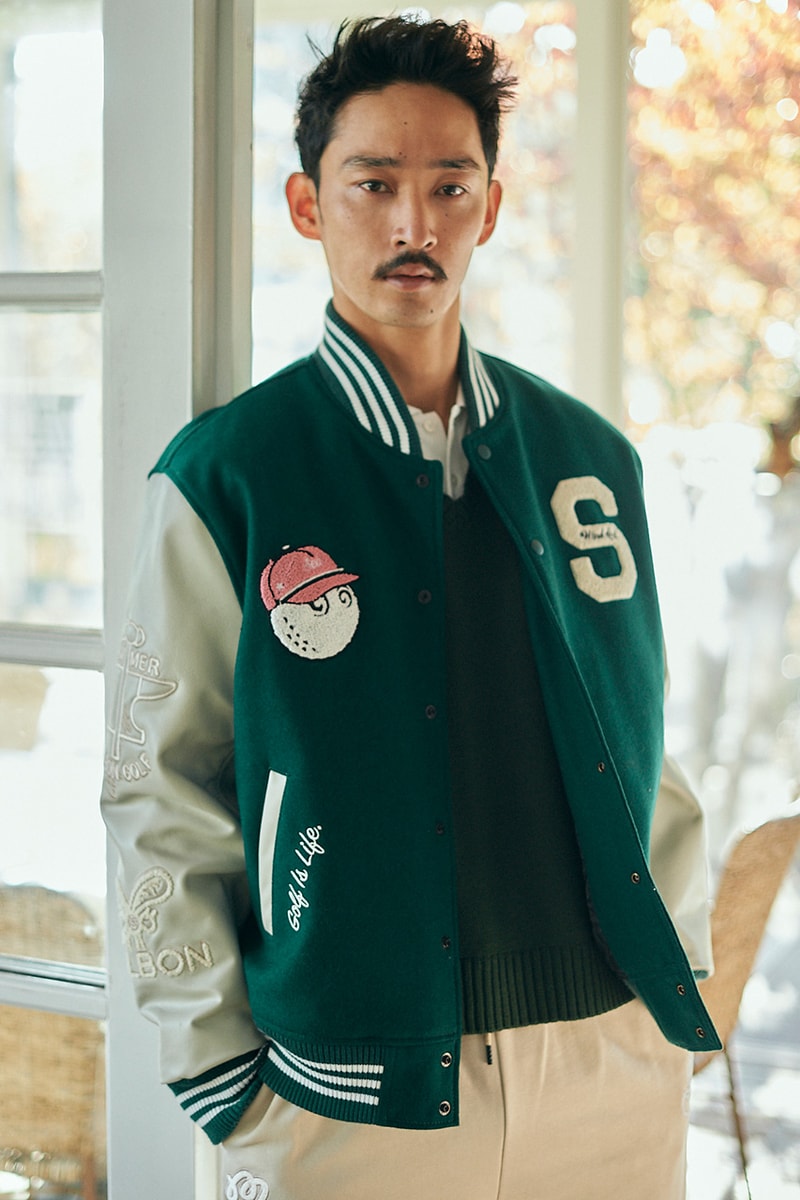 malbon golf wind and sea collaboration collection lookbook polo shirt jacket hat black blue green red