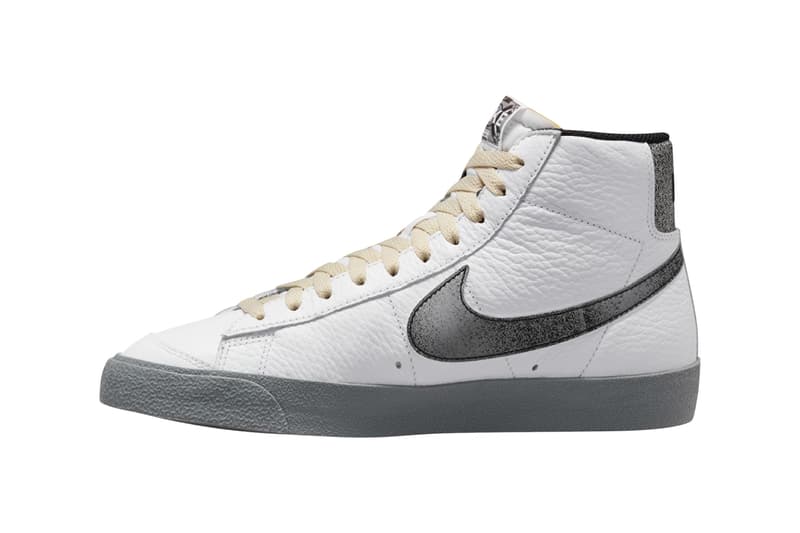 Nike Air Force 1 Low Blazer Mid white smoke grey gold Classics Pack parental advisory insoles cassette tape gold microphone hangtag records mixtapes release date info price