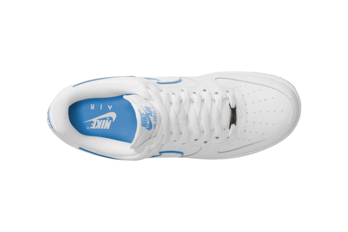 Nike Air Force 1 Low Arrives in a White and University Blue Colorway DV0788-101 release info spring 2023 low top crisp af1 swoosh
