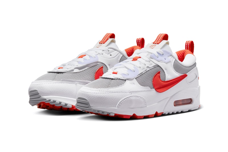 Nike Air Max 90 Futura Sneaker Footwear Trainer Swoosh Shoe Red White Pull Tab Grey 