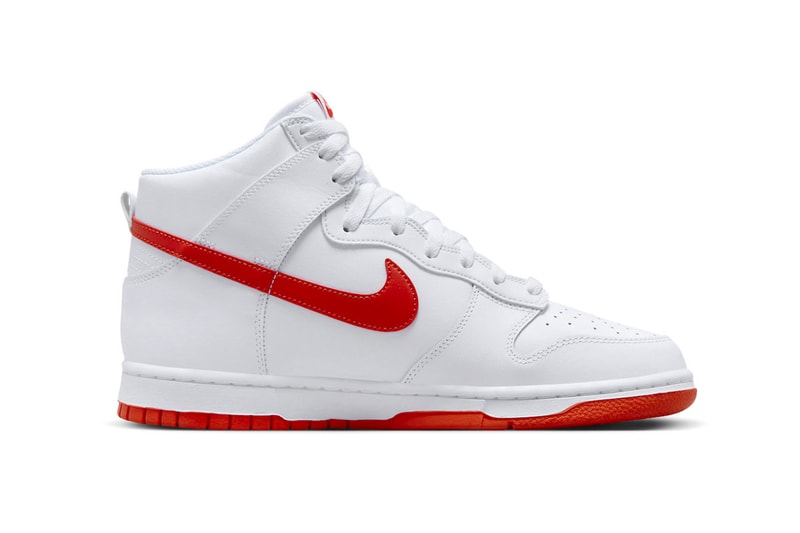 Official Look at the Nike Dunk High "Picante Red" DV0828-100 spring 2023 sneakers white high tops swoosh shoes