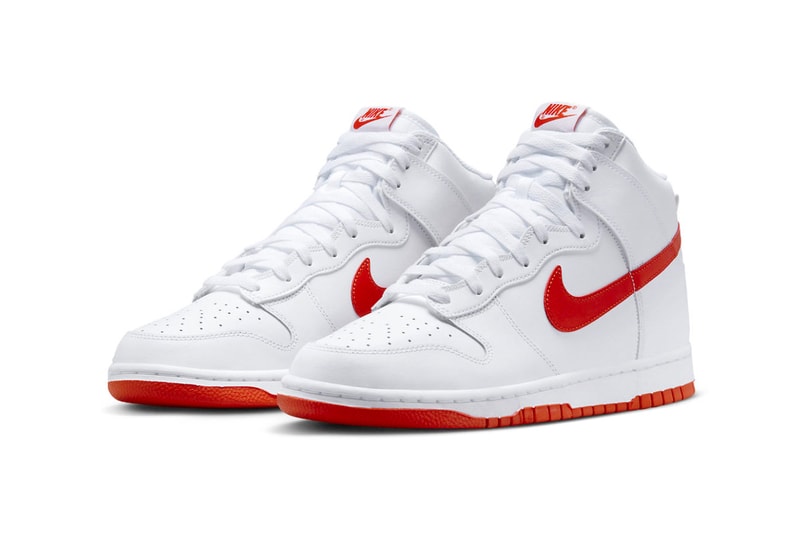 Official Look at the Nike Dunk High "Picante Red" DV0828-100 spring 2023 sneakers white high tops swoosh shoes