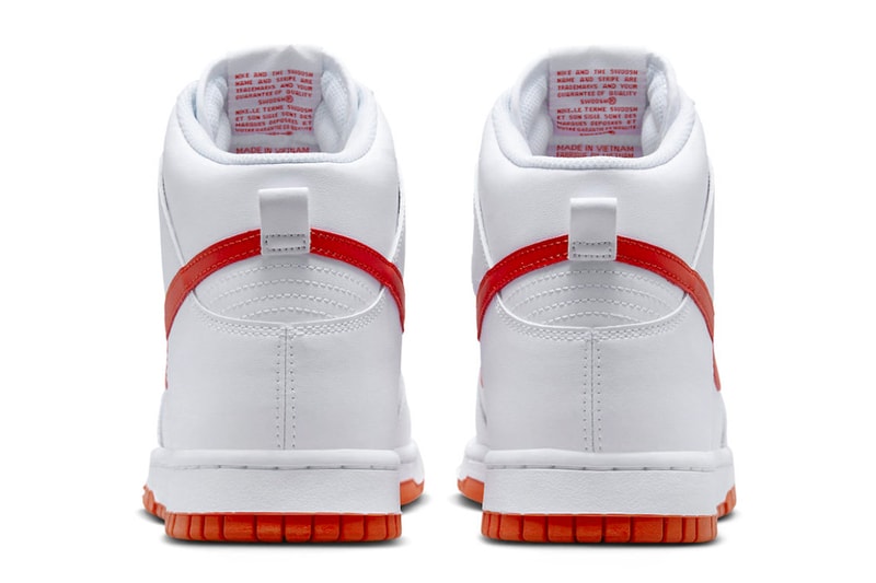 Official Look at the Nike Dunk High "Picante Red" DV0828-100 spring 2023 sneakers white high tops swoosh shoes