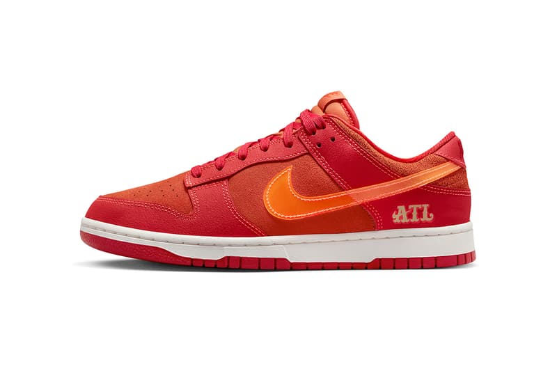 On-Feet Look at Nike Dunk Low "ATL" FD0724-657 university red bright crimson cau clark atlanta university low tops swoosh red 
