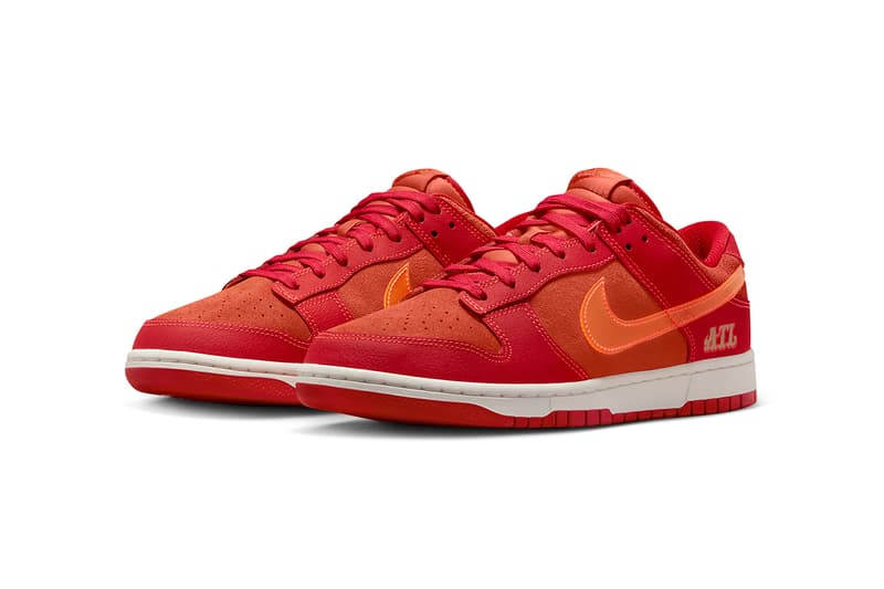 On-Feet Look at Nike Dunk Low "ATL" FD0724-657 university red bright crimson cau clark atlanta university low tops swoosh red 