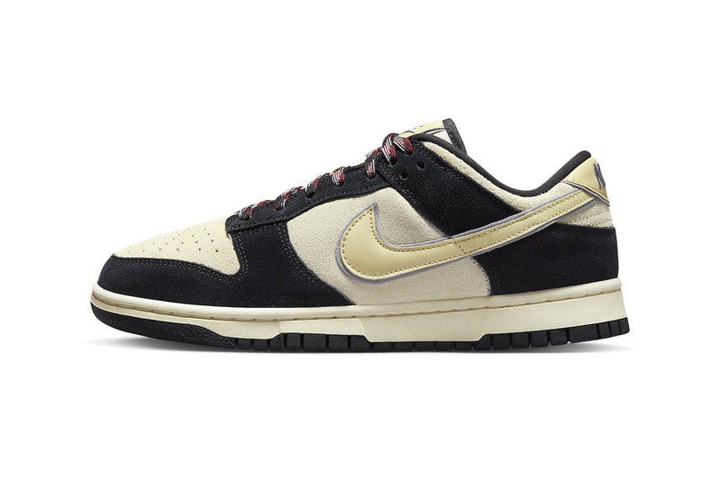 Nike Dunk Low Receives a Black and Cream Suede Makeover swoosh shoe low top DV3054-001