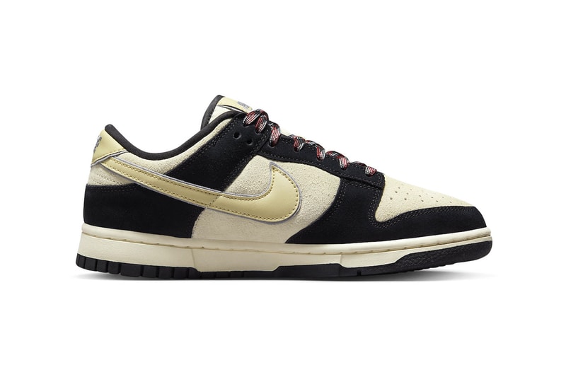 Nike Dunk Low Receives a Black and Cream Suede Makeover swoosh shoe low top DV3054-001