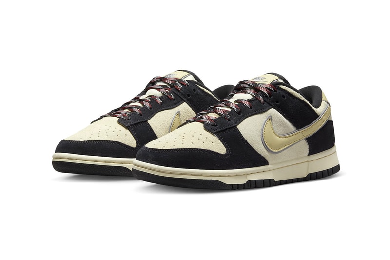 Nike Dunk Low Receives a Black and Cream Suede Makeover swoosh shoe low top DV3054-001