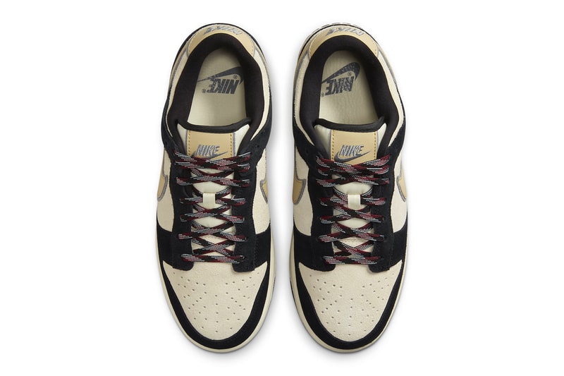 Nike Dunk Low Receives a Black and Cream Suede Makeover swoosh shoe low top DV3054-001
