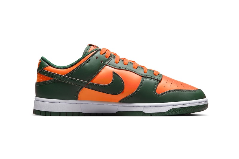 Nike Dunk Low "Miami Hurricanes" Release Info DD1391-300 November 2022 release date university of miami florida orange green football division 1 athletics college ncaa