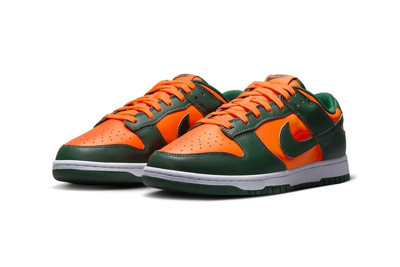 Nike Dunk Low "Miami Hurricanes" Release Info DD1391-300 November 2022 release date university of miami florida orange green football division 1 athletics college ncaa