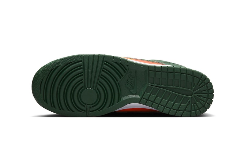 Nike Dunk Low "Miami Hurricanes" Release Info DD1391-300 November 2022 release date university of miami florida orange green football division 1 athletics college ncaa