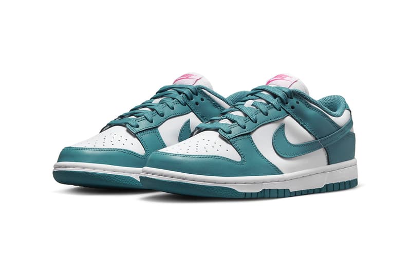 Nike Dunk Low Arrives in Teal With Pink Accents FJ0739-100 spring 2023 swoosh low tops shoe 