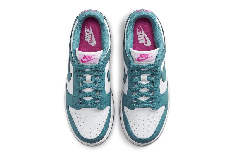 Nike Dunk Low Arrives in Teal With Pink Accents FJ0739-100 spring 2023 swoosh low tops shoe 