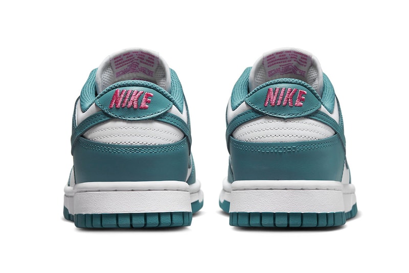 Nike Dunk Low Arrives in Teal With Pink Accents FJ0739-100 spring 2023 swoosh low tops shoe 