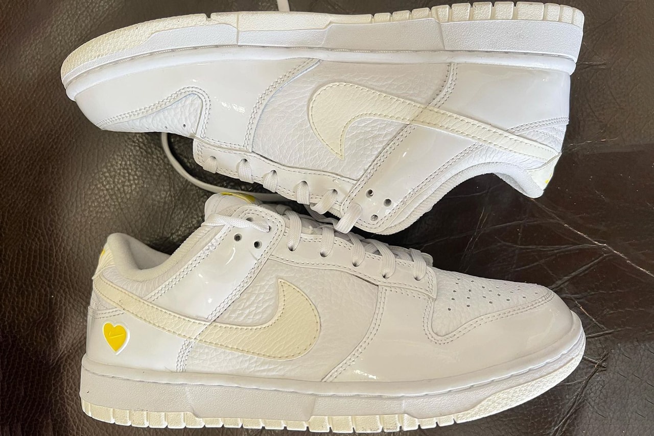 nike dunk low yellow heart white leather valentines day release info date price spring 2023