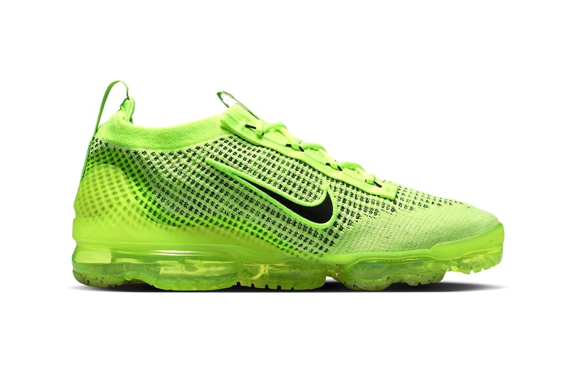 Nike Air Max VaporMac Flyknit Footwear Swoosh Volt Black Lightweight Move To Zero Sustainable Black Swoosh Yellow Laces