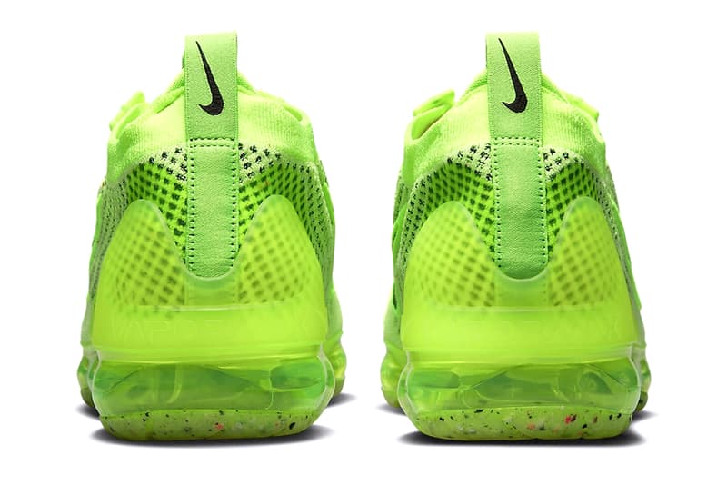 Nike Air Max VaporMac Flyknit Footwear Swoosh Volt Black Lightweight Move To Zero Sustainable Black Swoosh Yellow Laces