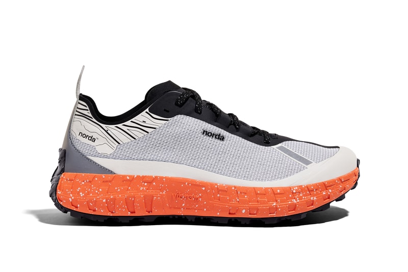 norda 001 running shoe stealth black grey orange dyneema vibram graphine carbide spikes trail official release date info photos price store list buying guide
