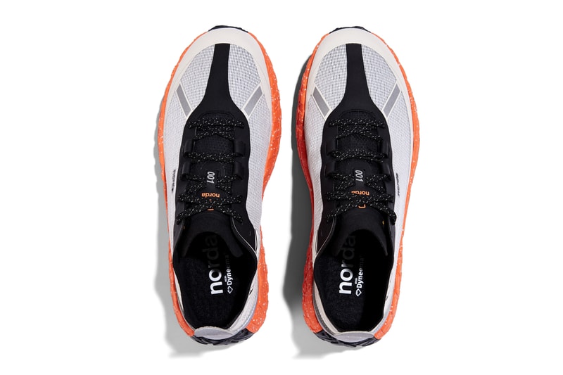 norda 001 running shoe stealth black grey orange dyneema vibram graphine carbide spikes trail official release date info photos price store list buying guide