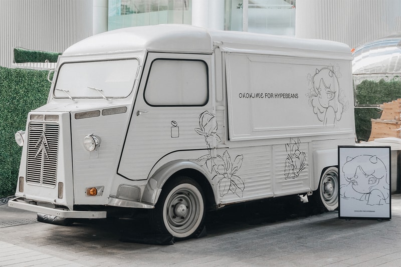 Okokume for Hypebeans Collaboration Brings the Aura of Cosmic Girl to Tong Chong Street Market hypebeast jps gallery tscs market hk hong kong quarry bay spanis based artist anime japanese coffee cafe lumious 
