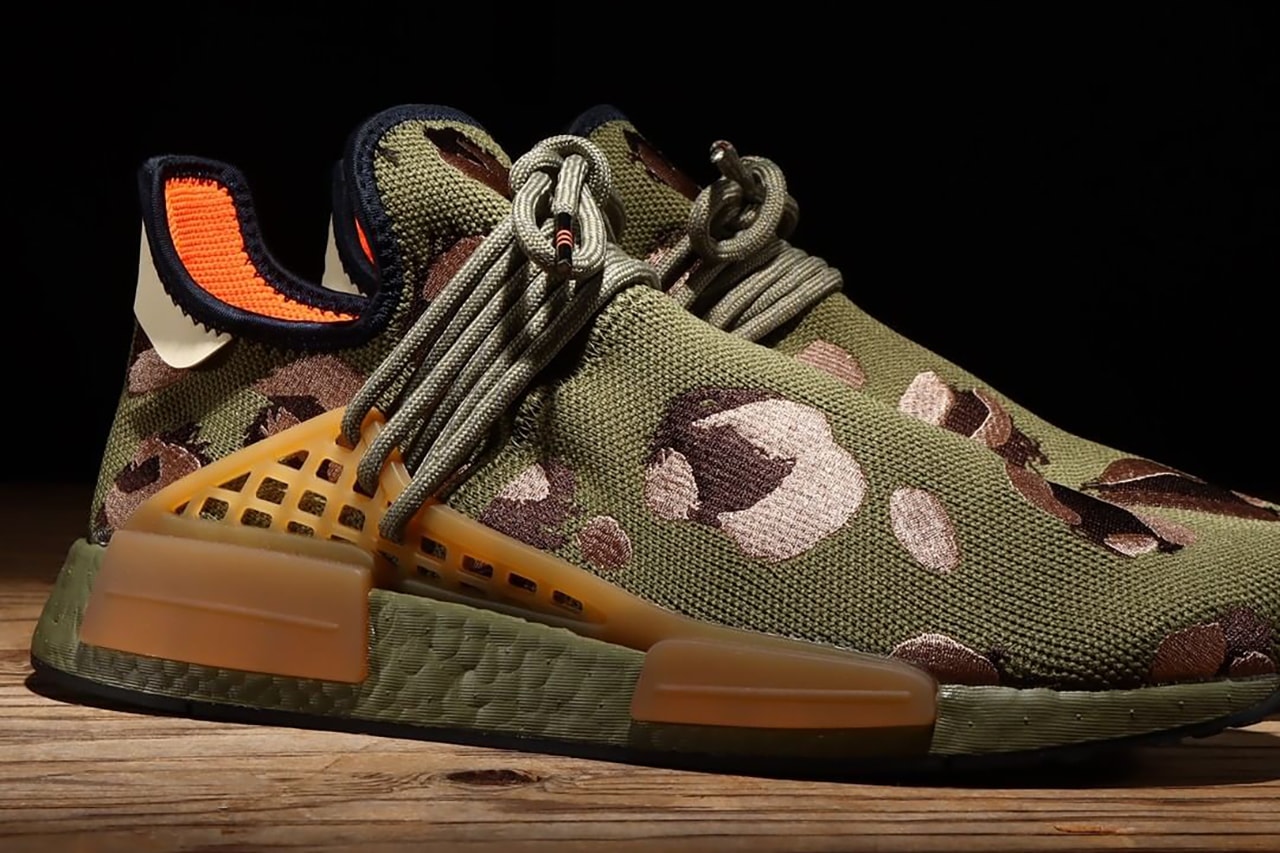 pharrell adidas nmd hu animal print olive hq9148 release date info store list buying guide photos price 