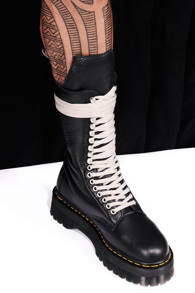 Rick Owens leather Combat boots - 09 BLACK