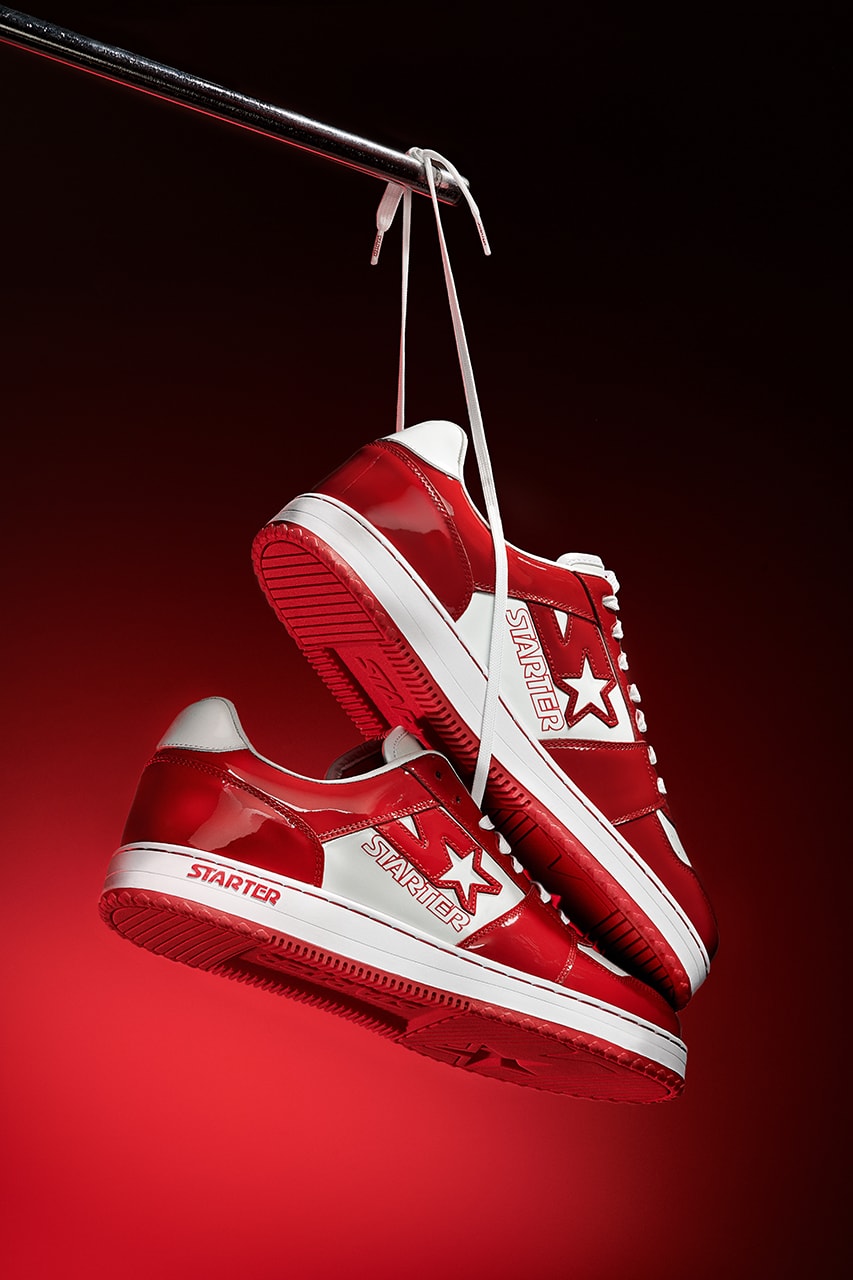 Starter and Ty Mopkins Collab on Festive Capsule jacket shoes red white