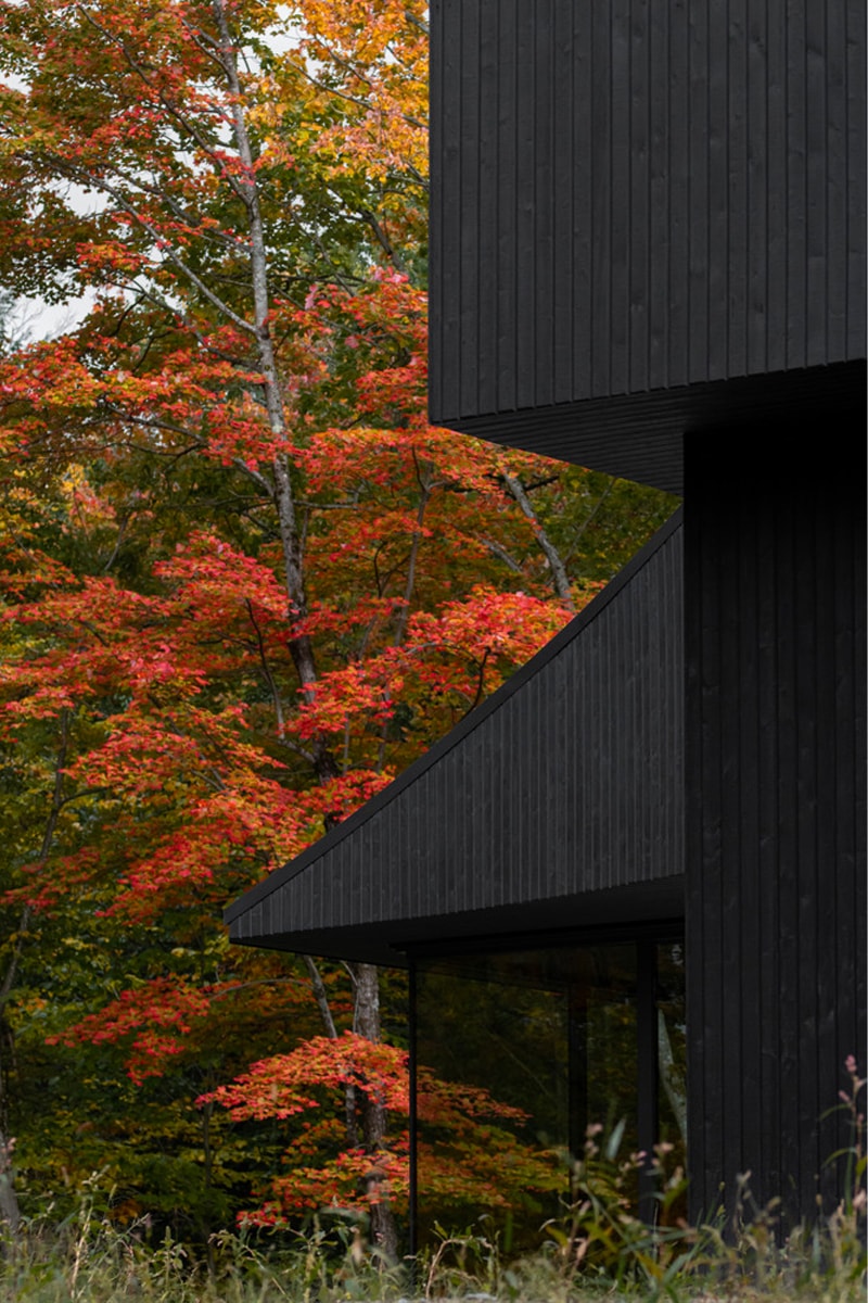 Studio Jean Verville Designs an Eccentric Refuge in the Woods mev cabin montreal canada modern contemporary architecture house memphis
