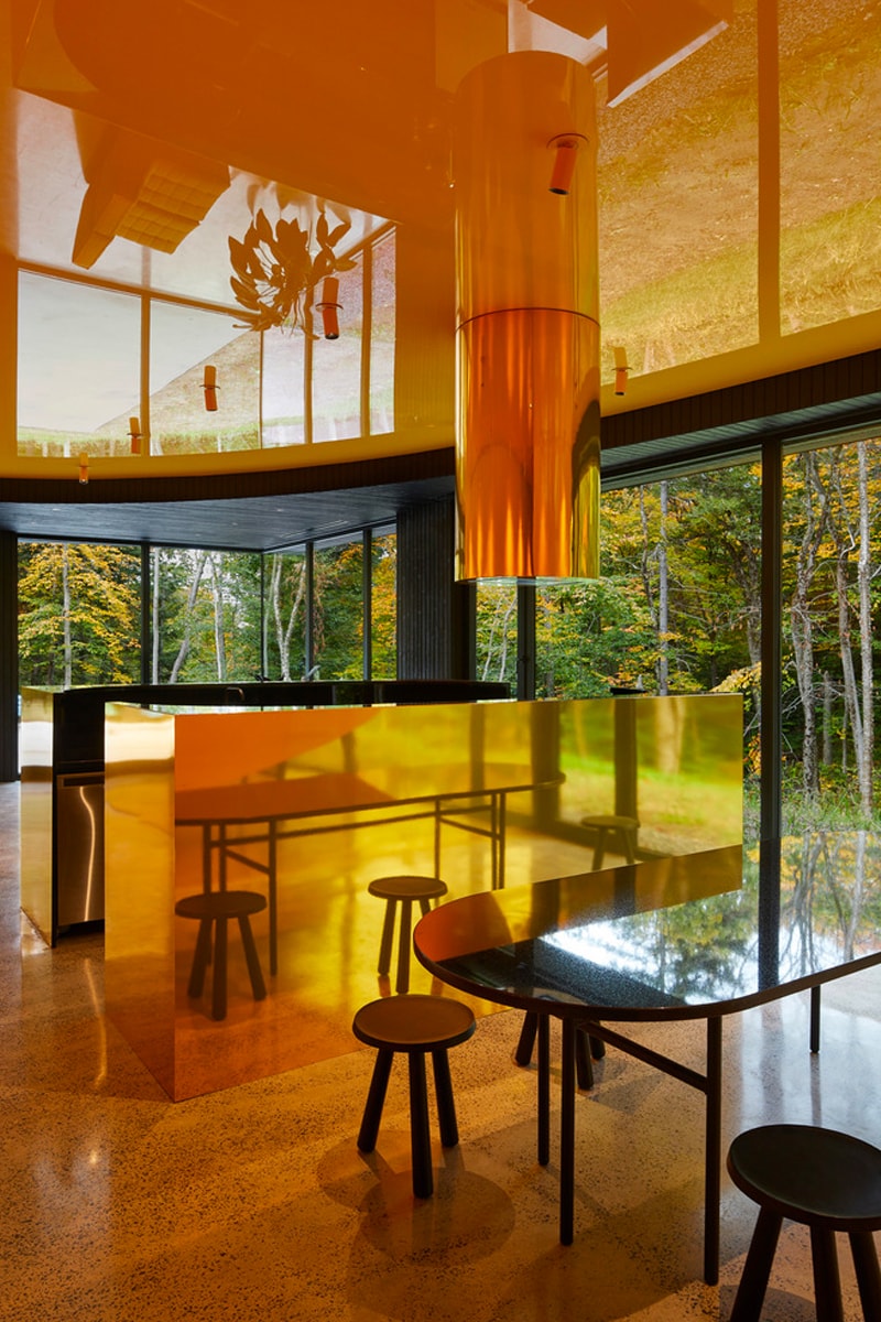 Studio Jean Verville Designs an Eccentric Refuge in the Woods mev cabin montreal canada modern contemporary architecture house memphis