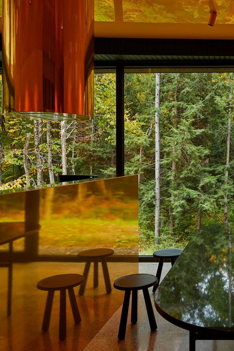 Studio Jean Verville Designs an Eccentric Refuge in the Woods mev cabin montreal canada modern contemporary architecture house memphis