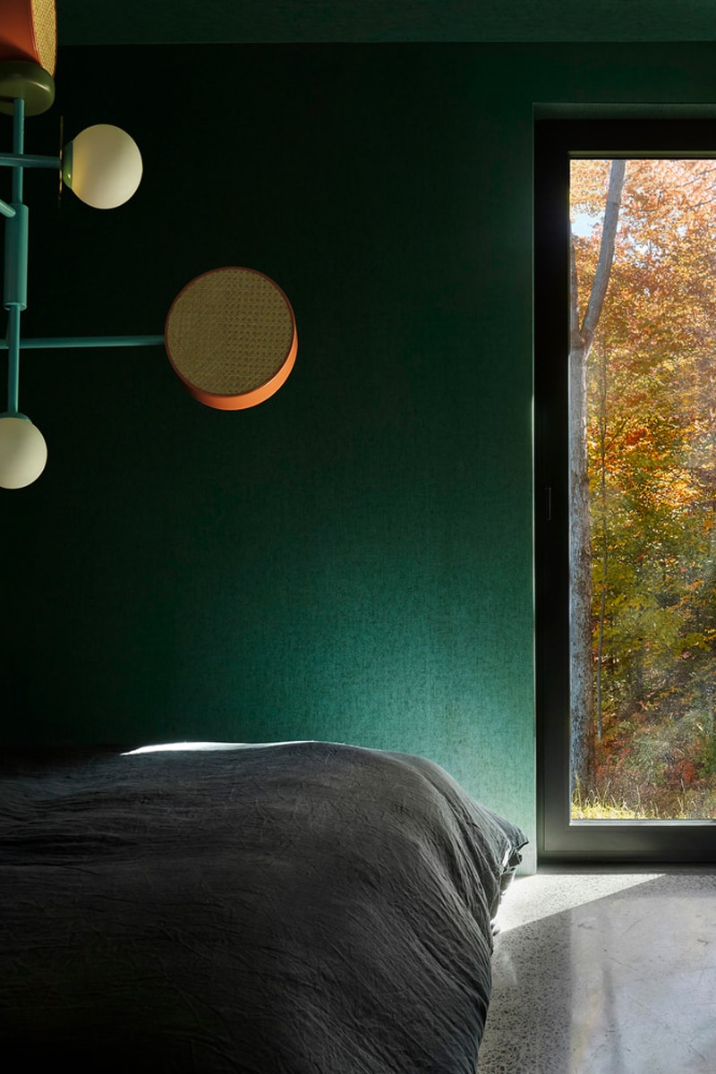 Studio Jean Verville Designs an Eccentric Refuge in the Woods mev cabin montreal canada modern contemporary architecture house memphis
