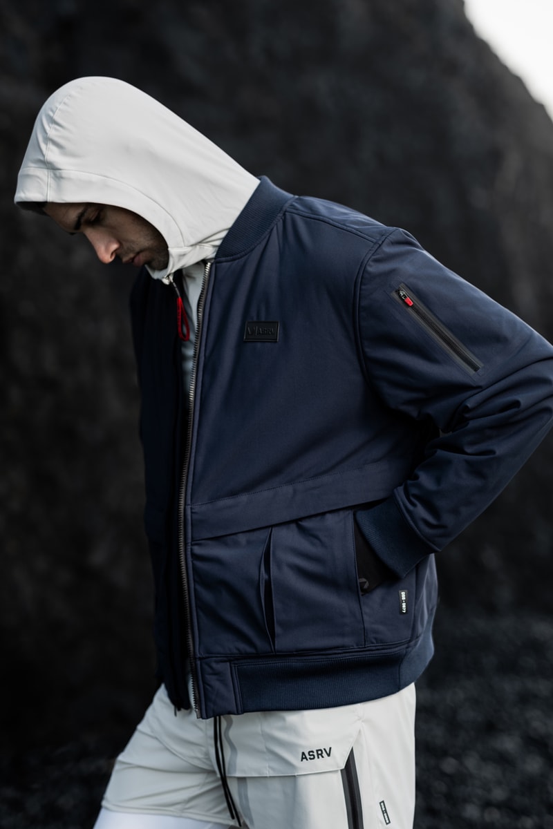 ASRV Winter 2022 Collection  KinterraTM Hipora® DupontTM Sorona® Performance Fibers Technical Athleisure AQUAzip® Tech Parka Bomber Jackets Thermal Balaclavas Utility Gloves Bucket Hats