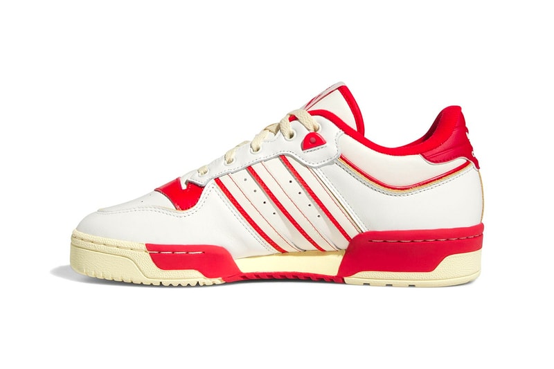 The adidas Rivalry Low 86 Gears up for the Holidays in Candy Cane Colorway red white GZ2557 release info december christmas